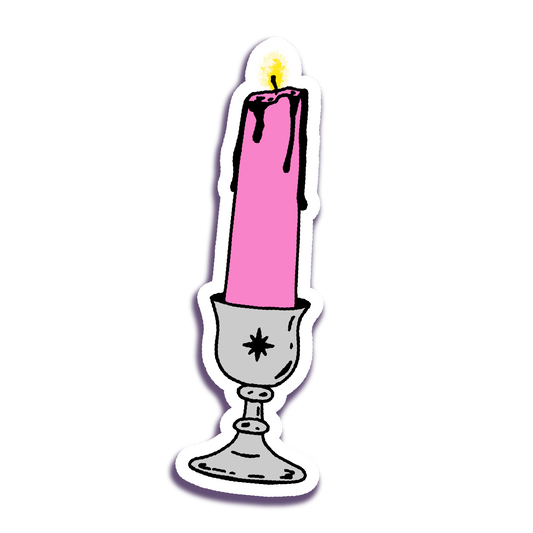 pink candle vinyl sticker