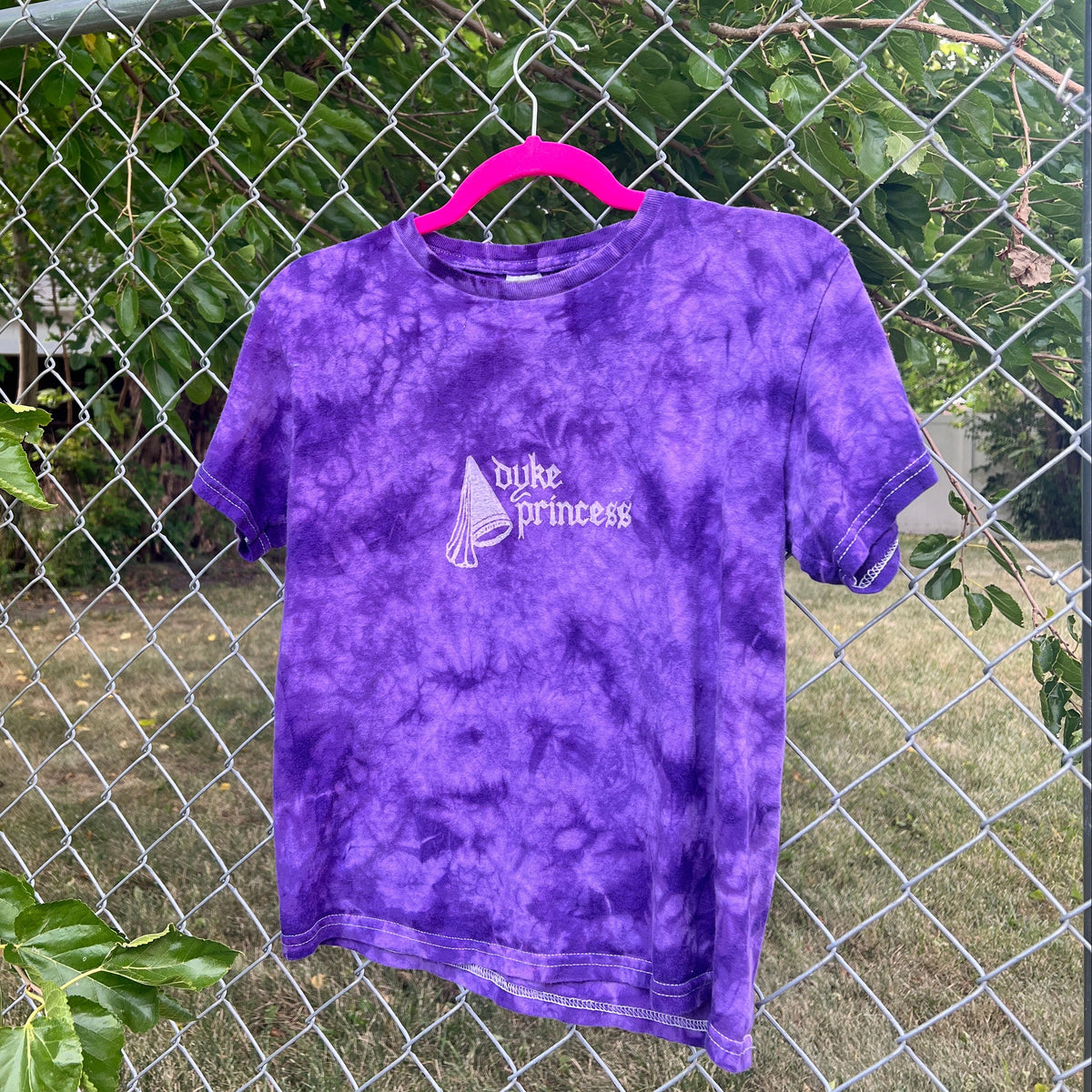 dyke princess shirt - purple tie dye